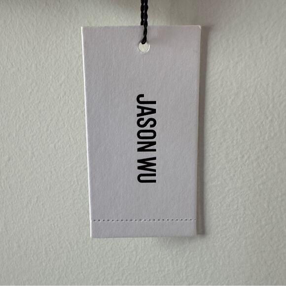 Jason Wu Linen Blend Eyelet Adjustable Spaghetti Strap Crop Top zip back tiered - Picture 9 of 12